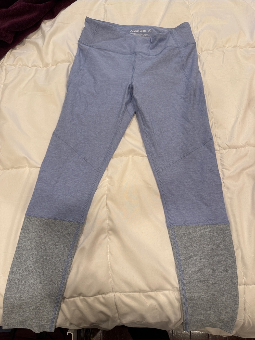 Outdoor Voices Lavender and Gray Two-Tone Performance Leggings